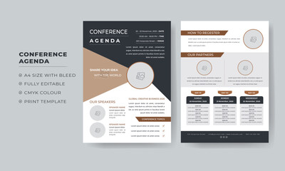 Conference Agenda Flyer and Program Brochure Design for Business