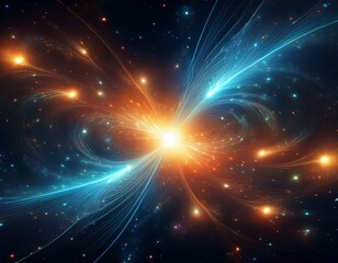 Fototapeta premium Amazing creation of quasars, lively energy connected to our star, stunning light display