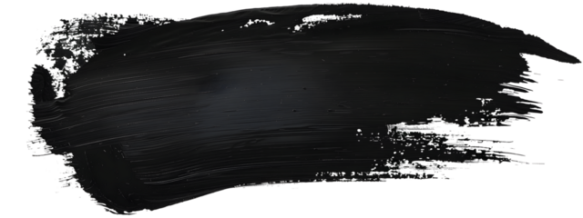 Stroke of black paint texture isolated on transparent background