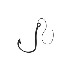 Vector Fishing Hook Logo Silhouette Icon