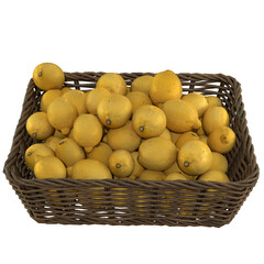 basket of lemons isolated on background