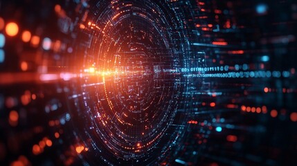 Obraz premium Digital Data Tunnel - Abstract Futuristic Design