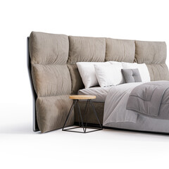 Modern Elegance: Bed for Stylish Bedroom transparent png bedroom furniture architectural visualization interior shadow 3d contemporary