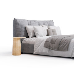 Modern Elegance: Bed for Stylish Bedroom transparent png bedroom furniture architectural visualization interior shadow 3d contemporary