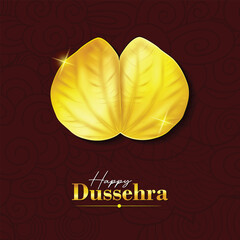 Gold Dussehra leaf for happy Dussehra festival.