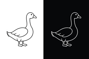 Simple duck icon design template vector ,Duck Icon on Black and White Vector Background.