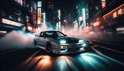 JDM drift at night
