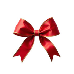Elegant red and gold Christmas bow on white background