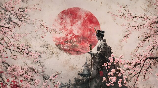 6. A radiant Shinto kami appearing amidst cherry blossoms