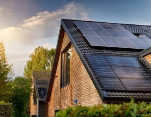 Fototapeta premium Eco-friendly residences tax incentives and solar grants encourage advantages of sustainable energy over traditional options