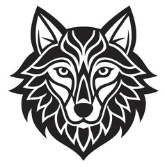 Wolf head Mandalas outline silhouette vector art illustration - Transparent Background