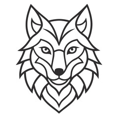 Wolf head Mandalas outline silhouette vector art illustration - Transparent Background