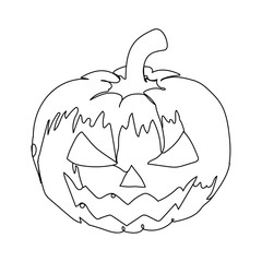 Dessin en ligne continue d'une citrouille d'halloween, line art, vecteur