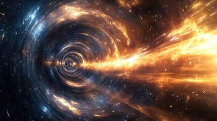 Obraz premium Illustrate ripples and echoes of time warping through space, with ghostly images and fragmented light trails creating a surreal effect.