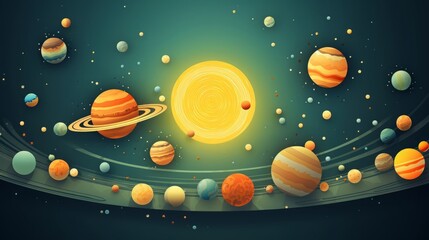 Fototapeta premium Solar system paper art style background vector illustration