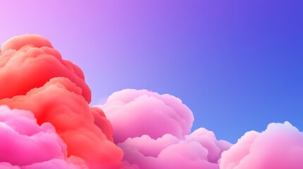 Fototapeta premium Dreamy Pink and Orange Clouds in a Blue Sky