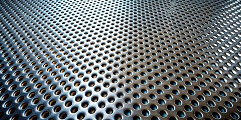 Perforated Metal Texture Industrial Steel Background with Holes for Modern Design Projects, Metallic Grid Pattern for Architectural Art, Metal Sheet Surface for Manufacturing Indus