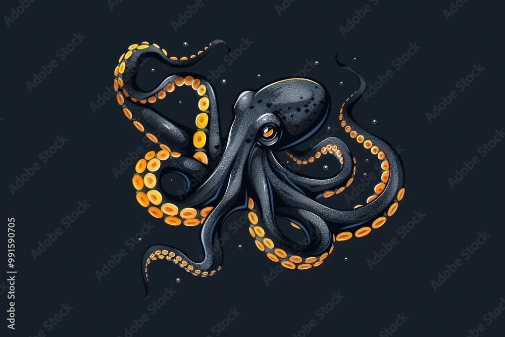 Poster underwater creature with vibrant coloration, suitable for use in fantasy or science illustrations