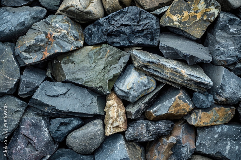 Poster Rock piles with uneven shapes and textures