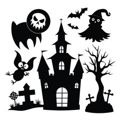 Halloween set colection silhouette vector design white background 3.eps