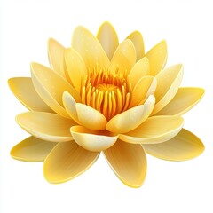 Fototapeta premium A beautiful yellow lotus flower in full bloom, symbolizing purity and serenity, perfect for nature and wellness themes, white background