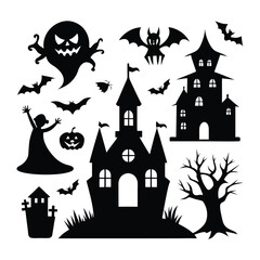 Halloween set colection silhouette vector design white background.eps