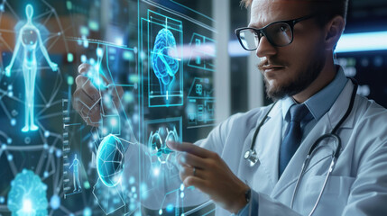 A healthcare system where AI tools are represented as friendly, floating orbs that assist doctors and patients by providing instant, accurate medical support