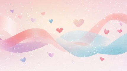Valentine's day background with hearts and waves.