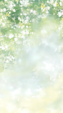 Fresh green yellow oil painting, white yellow flower pattern, texture, background