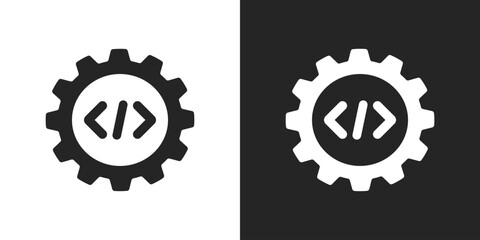 Programming language sign black and white icon vector design