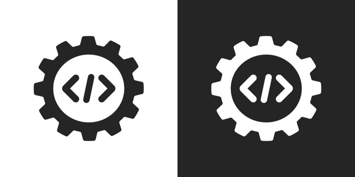 Programming language sign black and white icon vector design