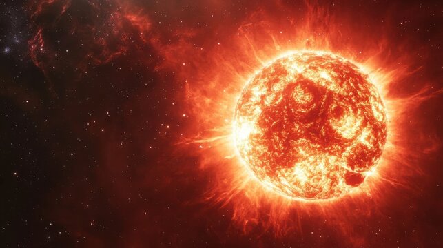 Massive red supergiant star nearing the end of its life, glowing brightly and casting light across nearby space