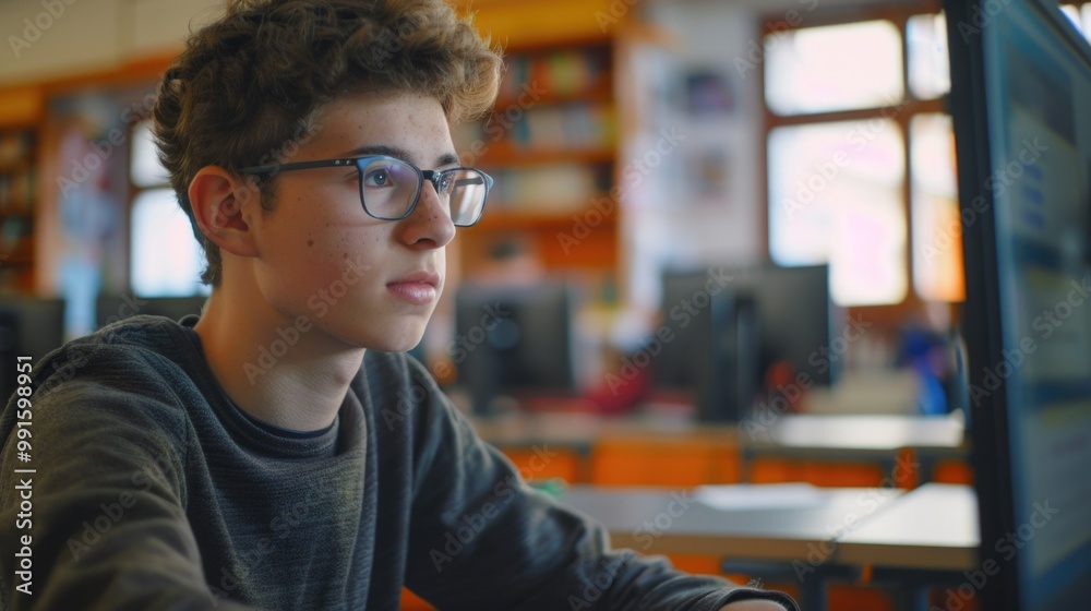 Poster A person sitting in front of a computer, typing on the keyboard