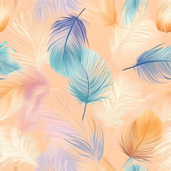 Pastel Feather Seamless Pattern Background