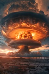 A massive cloud of smoke and debris rises into the air, likely from an explosion or natural disaster