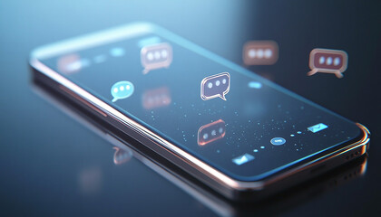 mobile Virtual screen interface with apps mockup with isolated background generated by AI