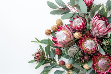 A bouquet of colorful flowers arranged on a table with a simple background