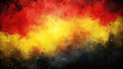 Fototapeta premium Grunge watercolor background in black, yellow, and red, grunge, watercolor, background, saturated, dark, vivid, abstract