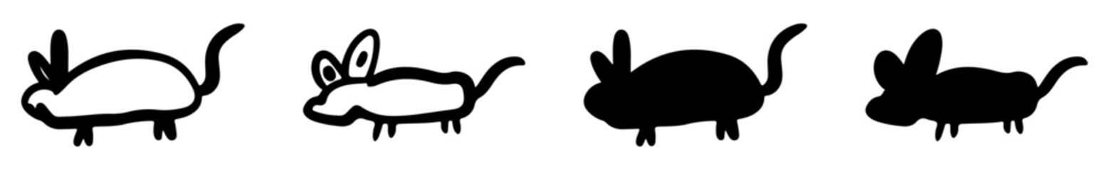 rat vector silhouette. mouse. rodent.
