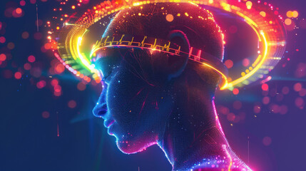 Fototapeta premium A medical diagnosis tool that reads the patient's aura, displaying their health status in a colorful, glowing halo around them