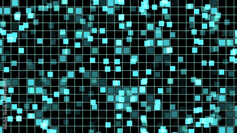 Poster digital technology background with square particles. geometric multicolored intersecting lines. grap