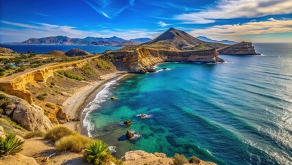 Obraz premium Scenic view of the rugged coastline of Costa Calida in Murcia, Spain , coastline, Costa Calida, Murcia, Spain