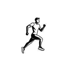 Dynamic Running Athlete Vector Illustration, vector line art.