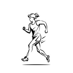 Dynamic Running Athlete Vector Illustration, vector line art.