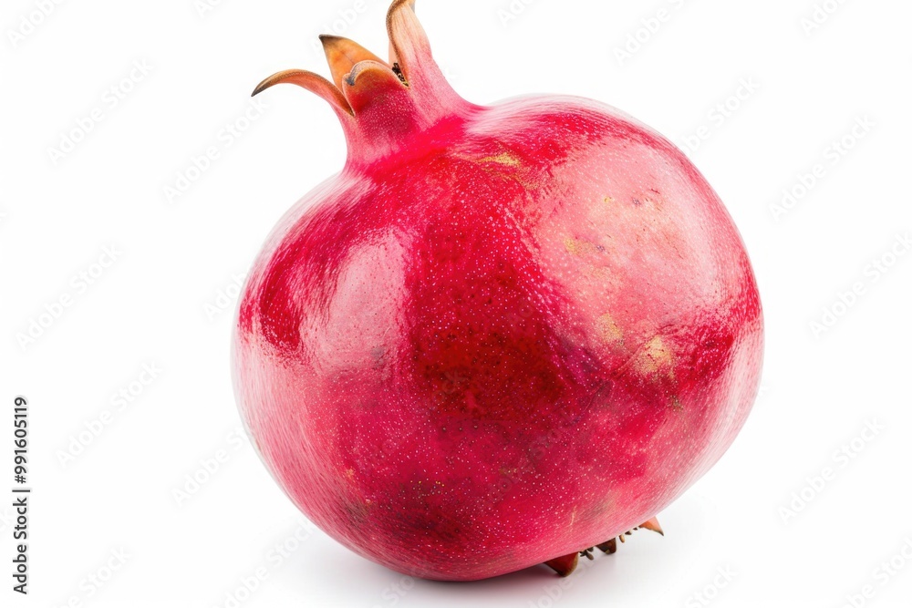 Sticker A single red pomegranate on a clean white background