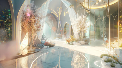 A medical facility dedicated to rare diseases where each room is a different enchanted realm, offering specialized care in magical settings