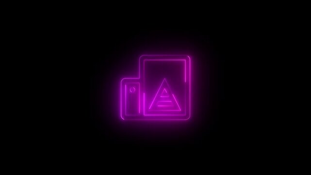 Neon printer icon pink glowing black background animation