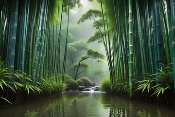 green bamboo forest