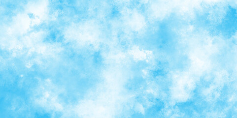 Creative vintage light sky blue background with various clouds and fogg, shiny and clear painted light blue clouds watercolor background, Abstract beautiful light blue cloudy sky clouds with stains.