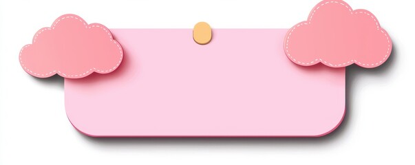 Pink sticky note with decorative cloud paper clips for creative and fun organization